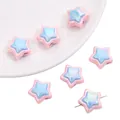 Rosa und blaue Acryl-Sternperlen mit Perlglanz-Effekt für DIY-Schmuckherstellung - 18mm (4 Stück/Packung) / Blau und Rosa Kontrast