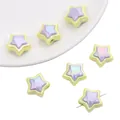 Sternförmige Acryl-DIY-Perlen in zweifarbigem Gelb und schillerndem Lavendel-Finish - 18mm (4 Stück/Packung) / Lila Und Gelb Gemischt