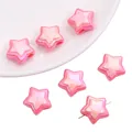 Perlmuttrosa sternförmige Acrylperlen für DIY-Schmuck mit zweifarbigem Farbdesign - 18mm (4 Stück/Packung) / Rosé Und Pink Gemischt