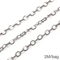 DIY stainless steel link chain in silver grey finish, 1 meter length for jewelry making - 08方线间8字样式