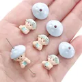 DIY colorful mushroom and doll charms in pastel blue and green for handmade jewelry - Mushroom Doll with Cap Set / 1 Set/Pack (Hat Diameter approx. 14mm, Figure 11x13mm, Hole approx. 1.5mm) / Blue