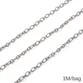Polished silver stainless steel oval link chain for DIY jewelry making 1M per bag - 08子母1:1圆线样式