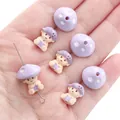 DIY charm bead featuring a purple mushroom girl doll pendant for handmade jewelry making - Mushroom Doll with Cap Set / 1 Set/Pack (Hat Diameter approx. 14mm, Figure 11x13mm, Hole approx. 1.5mm) / Purple