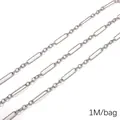 Silver stainless steel textured paperclip chain for DIY jewelry making 1M per bag - 1.0满天星5:1样式