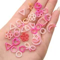 Pearlescent heart and star gradient bead charms for DIY jewelry and phone chains - Mixed Shapes (Artificial Pearl) / 20g Pack (Approx. 190 Pcs) / Gradient Rose Red