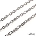 Handmade stainless steel DIY oval link chain for necklace jewelry making, 1 meter per bag - 1.6长扁十字3:1样式