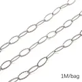 Silver diamond-cut oval link chain for DIY jewelry making, 1 meter per bag package - 7x15蛋形压花样式