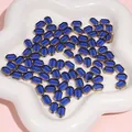 Dark blue emerald-cut glass beads with gold metal frame for DIY jewelry making - Sapphire Blue