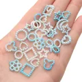 DIY colorful gradient pearl charms in star, heart, and flower shapes for jewelry making - Mixed Shapes (Artificial Pearl) / 20g Pack (Approx. 190 Pcs) / Gradient Blue