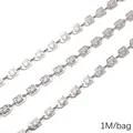 DIY stainless steel silver chain with hollowed star pattern connectors, 1 meter bag pack - 6.0铜线样式