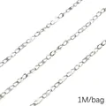 Silver stainless steel embossed figure-8 chain for DIY jewelry making 1M per bag - 04变款日字7长样式