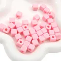 Pink acrylic cube spacer beads for DIY jewelry making in a decorative white tray - 10mm (25 Beads/Pack) / Pink