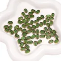Rectangle emerald green glass beads with gold trim for DIY jewelry making - Green