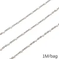 Silver metal chain with white round beads for DIY jewelry making 1 meter bag - 04滴油扁十字样式
