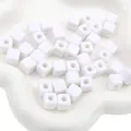 DIY handmade minimalist white acrylic cube beads with center holes on a tray - 10mm (25 Beads/Pack) / White