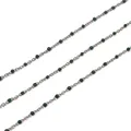 Silver stainless steel chain with small dark green round beads for DIY jewelry making - 035滴油扁十字样式