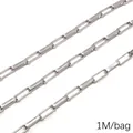 Rectangle link stainless steel chain for DIY jewelry making in polished silver finish - 5x14加长盒仔样式