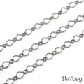 Deep grey stainless steel twisted oval link chain jewelry accessory, 1 meter per bag - 1.2子母1:1圆线样式