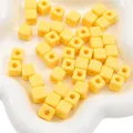 DIY acrylic square beads in bright yellow finish for handmade necklaces and bracelets - 10mm (25 Beads/Pack) / Yellow