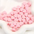 Polished light pink acrylic heart beads with center holes for DIY necklace making - 14x12mm (Hole Approx 4mm, 30 Pieces/Pack) / Pink