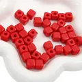 DIY handmade red acrylic square cube beads with smooth finish and central through holes - 10mm (25 Beads/Pack) / Red
