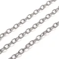 Silver stainless steel oval link chain with embossed diamond pattern for DIY jewelry - 1.4螺纹6x9样式