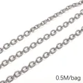 DIY silver stainless steel twisted link chain for necklaces and jewelry making 0.5M bag - Twisted Oval Ring Link Chain