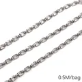 DIY stainless steel rectangular link chain with small bead accents, 0.5M bag for jewelry - Small Square Bead-Linked Industrial Chain