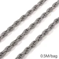 0.5M bag of silver twisted cable chain for DIY necklace jewelry making - Semi-Circle Double Buckle Twill Chain