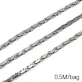 Silver stainless steel flat leaf chain for DIY jewelry making, 0.5 meter per bag - Small Square Leaf Chain