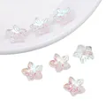 Iridescent gradient glass cherry blossom flower beads for DIY jewelry making - 10 Pieces/Pack (13x12mm) / Pointed Flower White AB