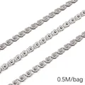 Silver DIY jewelry chain with textured round links in 0.5M segments for necklaces - Sunflower Engraved Chain