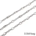 0.5M bag of silver stainless steel oval link chain for DIY jewelry making - Minimalist Rhombus Braid Chain