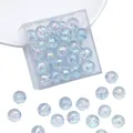 Light blue iridescent acrylic faceted round beads for DIY handmade jewelry crafts - 12mm / 20Pcs/Pack / Blue