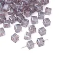 Light purple cube crystal glass beads with precise drill holes for DIY jewelry making - Large / 10 Pieces Pack / Purple