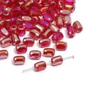 Rechthoekige gefacetteerde rode glazen kralen voor doe-het-zelf sieraden met reflecterend oppervlak - 10 Stuks/Verpakking / Transparant Rood