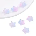 Iridescent pink and blue gradient glass flower beads for DIY jewelry and hair accessories - Pointed Flower Gradient Pink Blue
