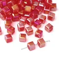 Red transparent square glass beads with AB colorful coating for DIY jewelry making - Large / 10 Pieces Pack / Red