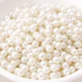 Perle finte bianche 3-5mm in vetro lucido per la creazione di gioielli fai da te - 4mm (Circa 1mm Foro) - 50 Pezzi/Confezione / Bianco Puro