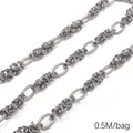 Silver stainless steel textured oval link chain for DIY jewelry making 0.5M bag - Mesh Texture O-shape with 7mm Coil Wire Diameter 2.0mm Width 9mm
