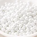 Perline di imitazione rotonde in vetro bianco con fori per la creazione di gioielli DIY - 4mm (Circa 1mm Foro) - 50 Pezzi/Confezione / Bianco