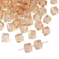 Champagne crystal cube beads for jewelry making with faceted glass and through-hole design - Large / 10 Pieces Pack / Champagne