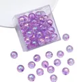 Sparkling purple iridescent multifaceted acrylic beads set with clear square storage box - 8mm / 20Pcs/Pack / Purple