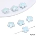 12mm light blue flower-shaped ceramic beads with a smooth glazed finish for DIY jewelry - Flower Shape / 12mm 2 Pieces/Pack