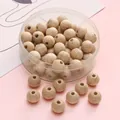 Natural wood beads 8mm with smooth texture and clear grain for DIY jewelry making - Beech Wood