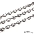 Silver stainless steel heart-shaped hollow link chain for DIY jewelry making 0.5M bag - Heart-Shaped Hollow Hydraulic Chain