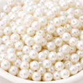 Perle di vetro bianche lucide sfuse per la creazione di gioielli fatti a mano DIY - 5mm (Circa 1mm Foro) - 50 Pezzi/Confezione / Bianco Puro
