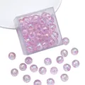 Pink iridescent faceted acrylic round beads in a clear square storage case - 8mm / 20Pcs/Pack / Light Purple