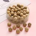 8mm natural wood beads in round shape with grain texture for DIY jewelry making - Peach Wood
