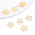 Translucent light gold frosted glass cherry blossom beads for DIY handmade jewelry crafts - Pointed Flower Champagne Gold